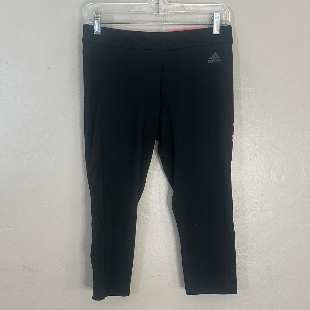 Adidas Black Leggings with Pink Logo